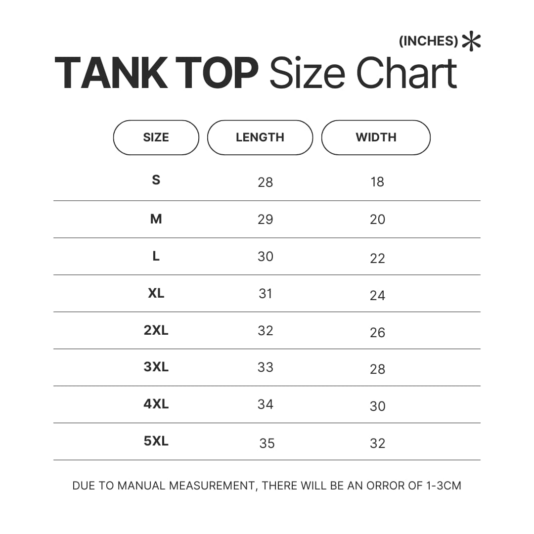 Tank Top Size Chart - Greta Van Fleet Merch