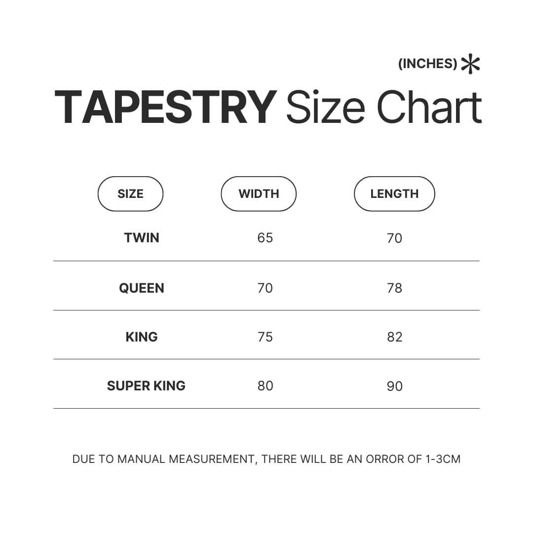 Tapestry Size Chart - Greta Van Fleet Merch