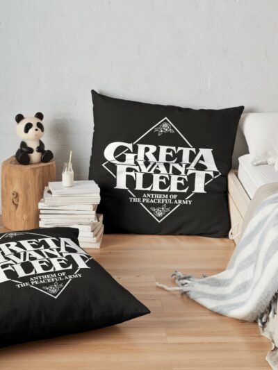 Red RhinoGreta Van Fleet Greta Van Fleet Greta Van Fleet Greta Van Fleet, Greta Van Fleet Greta Van Fleet Greta Van Fleet Throw Pillow Official Greta Van Fleet Merch